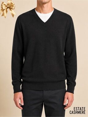 Estate Cashmere V Neck Sweater Black Size Small